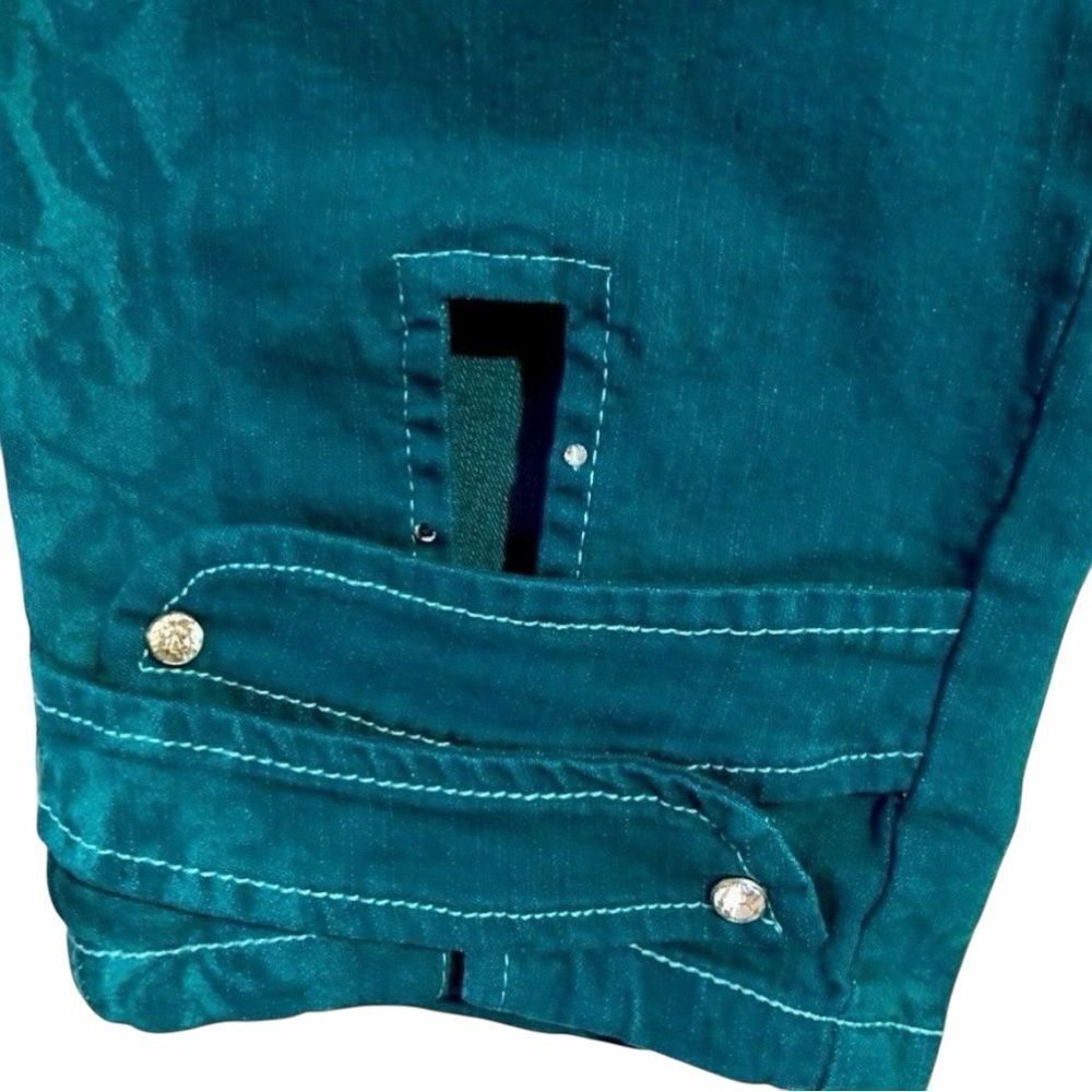 Capellini Women’s Turquoise Stretch Crop Pant Size 7 - Picture 8 of 12